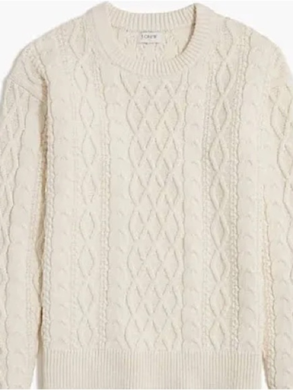 J. Crew Off-White Cable Knit Crewneck Sweater